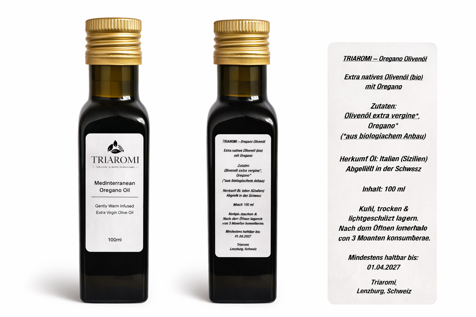 Triaromi – Mediterranean Oregano Oil (100ml) Gently Warm Infused · Extra Virgin Olive Oil